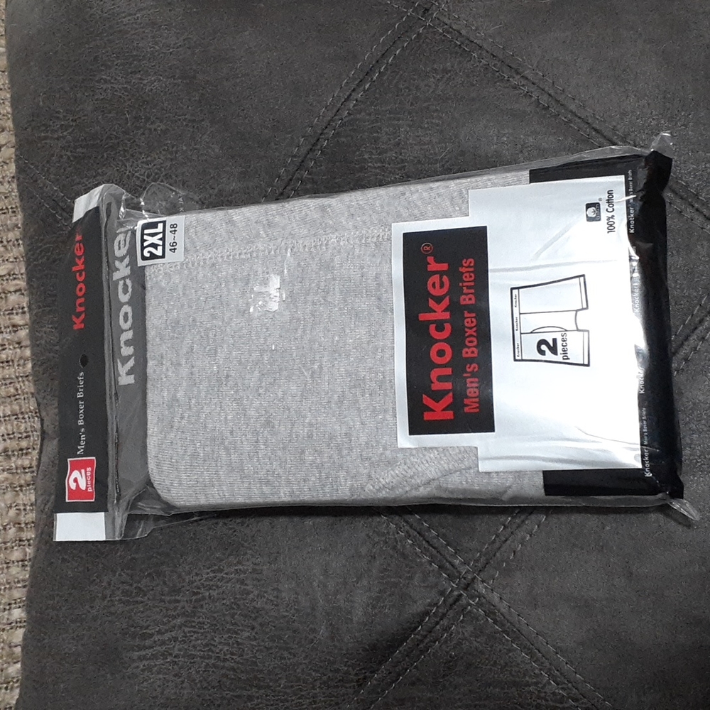 NWT Knocker 2-Pack Men's Cotton Boxer Briefs, Size 2XL (46-48)